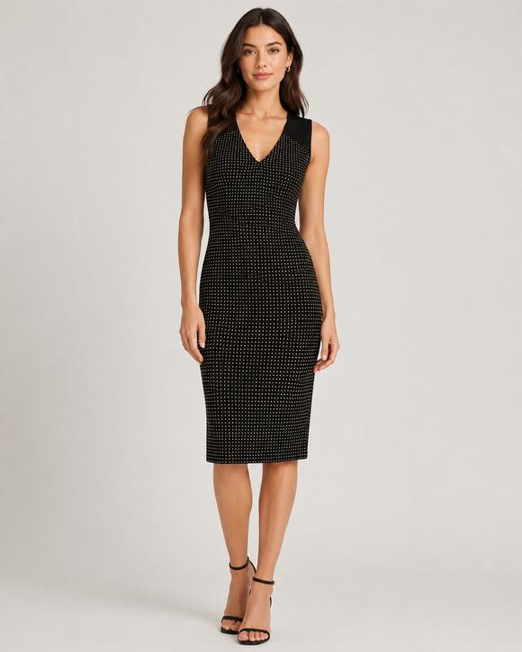 Rachel Roy Dresses & Skirts - Rachel Roy Black Gold Studded Bodycon Midi Dress XS NWT